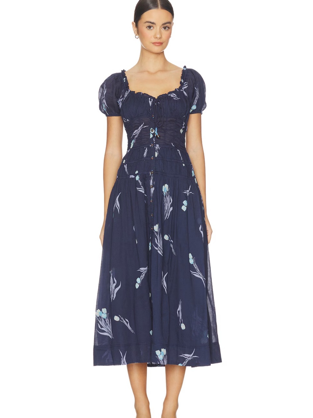 Free People Complete Me Midi Dress in Navy Combo